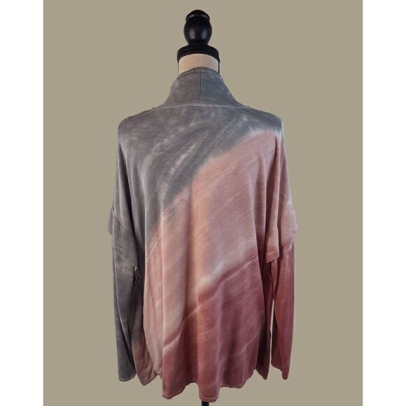 New Directions Studio Ombre Pink, White, and Gray Cowl Neck Top Size Large - Picture 2 of 10